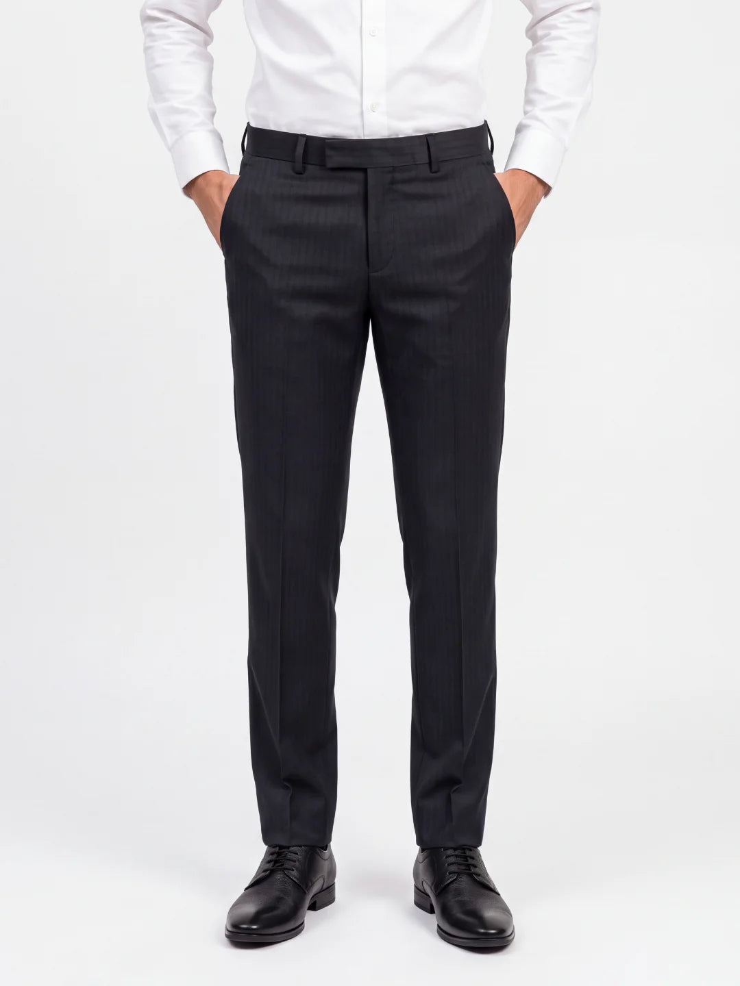 Dark Blue Slim Fit Plain Formal Trouser