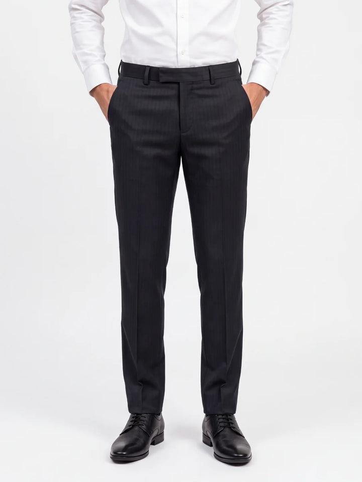 Dark Blue Slim Fit Plain Formal Trouser