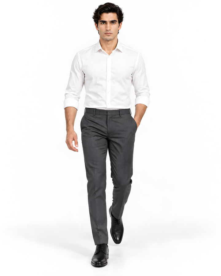 Brown Slim Fit Striped Formal Trouser