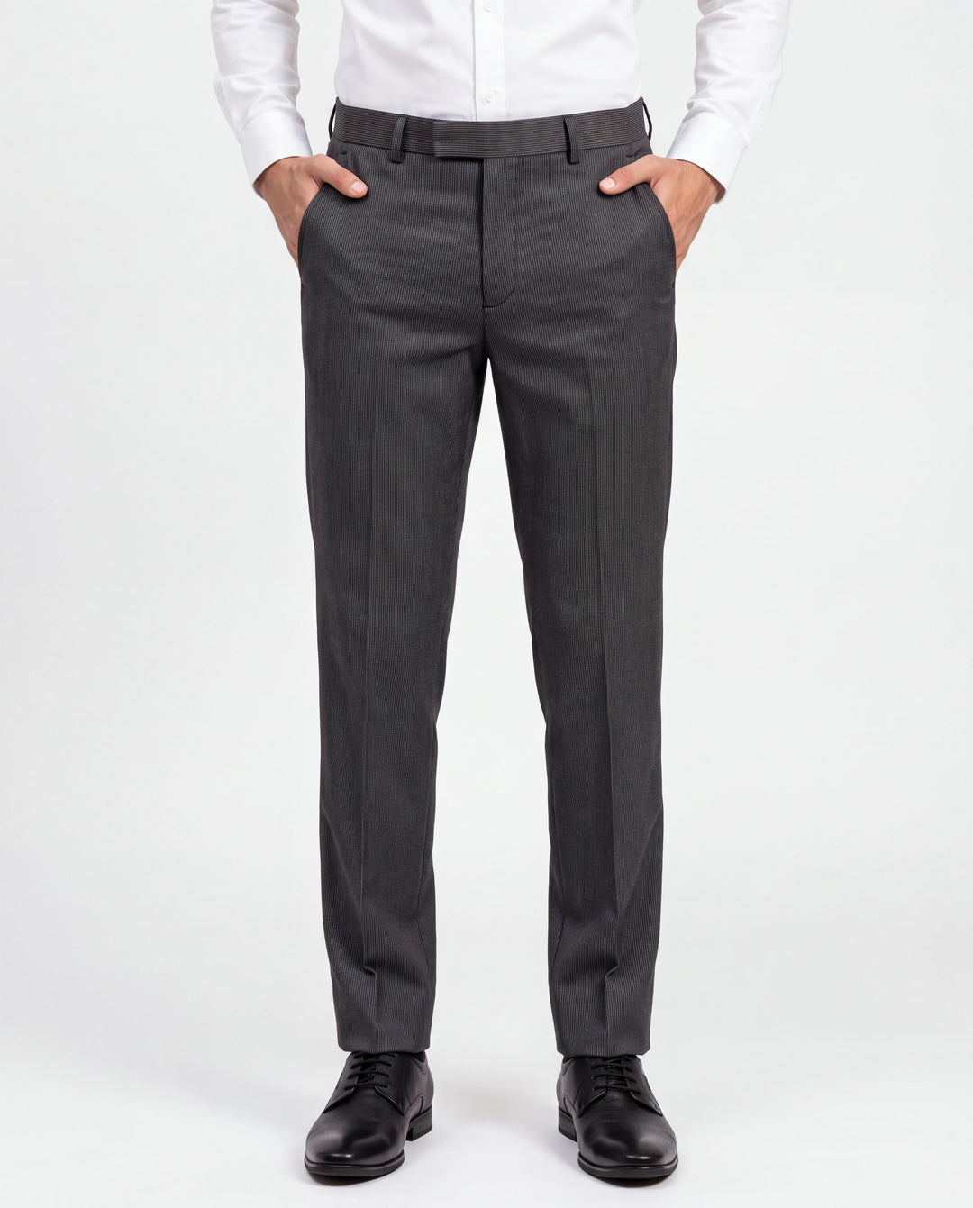 Brown Slim Fit Striped Formal Trouser