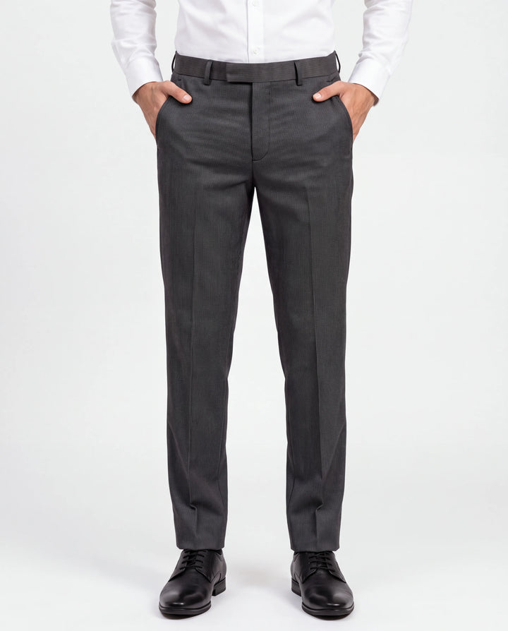 Brown Slim Fit Striped Formal Trouser