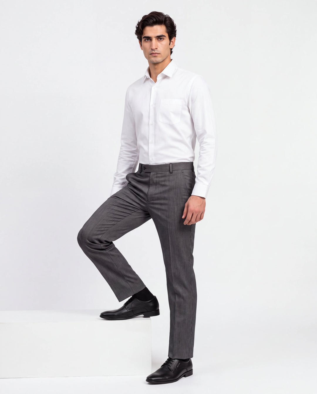 Brown Slim Fit Striped Formal Trouser