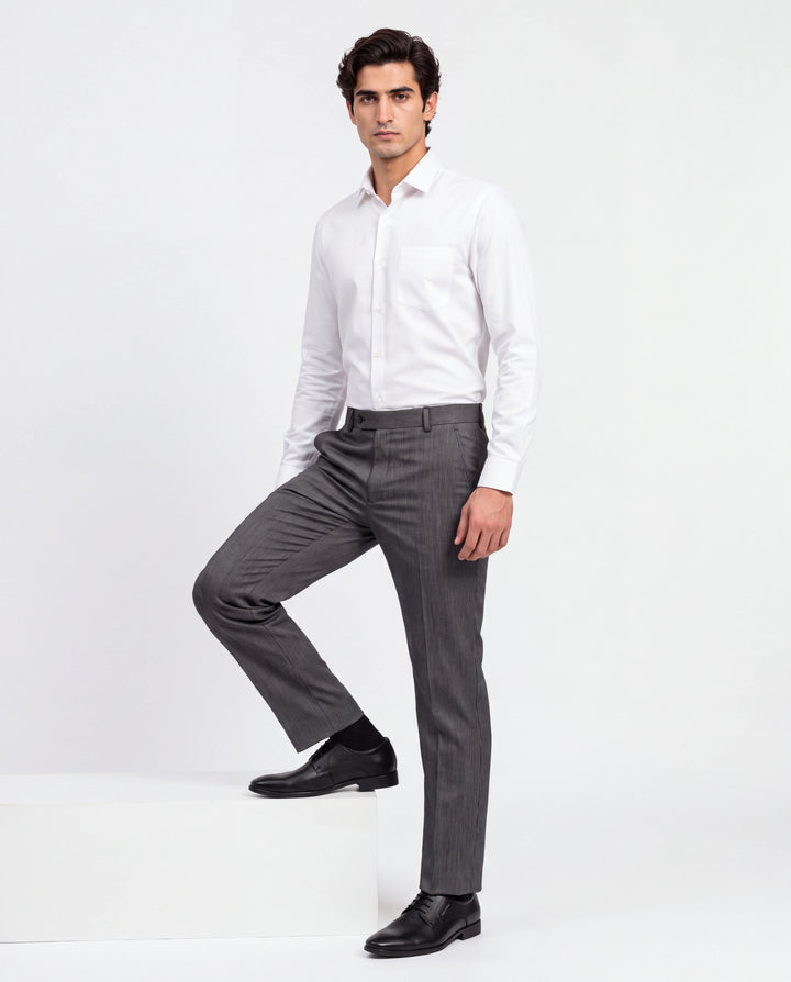 Brown Slim Fit Striped Formal Trouser