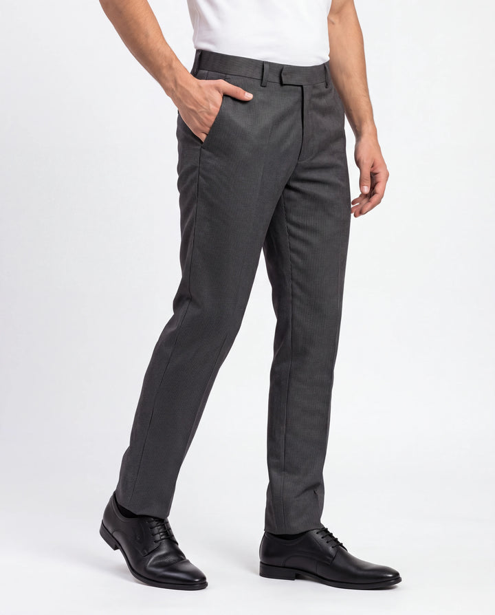 Brown Slim Fit Striped Formal Trouser