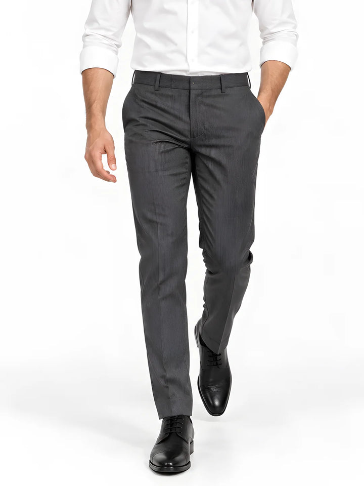 Brown Slim Fit Striped Formal Trouser