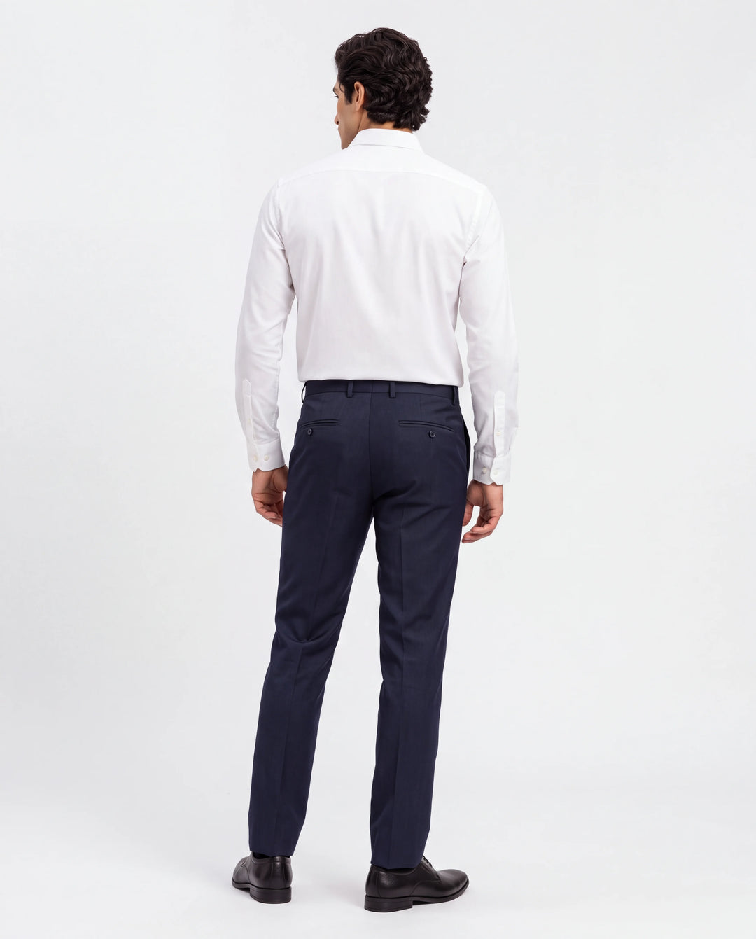 Navy Blue Slim Fit Plain  Formal Trouser