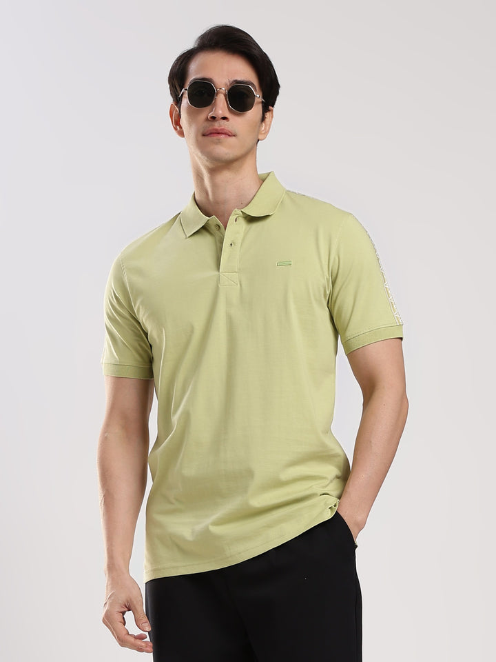 Pastel Green Solid  Half Sleeve Polo T-Shirt