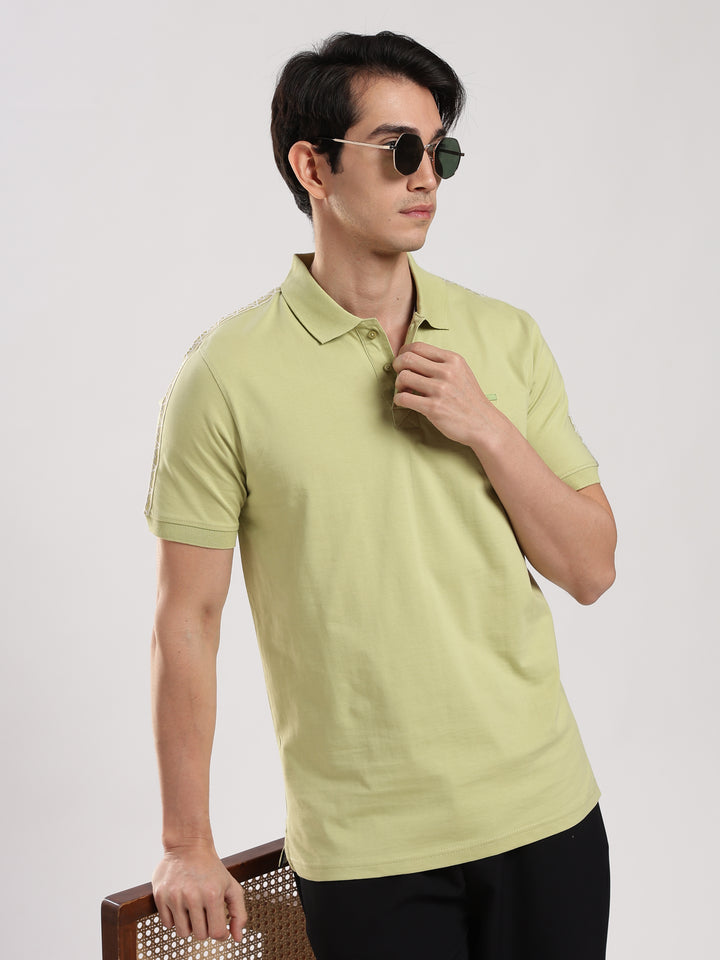 Pastel Green Solid  Half Sleeve Polo T-Shirt