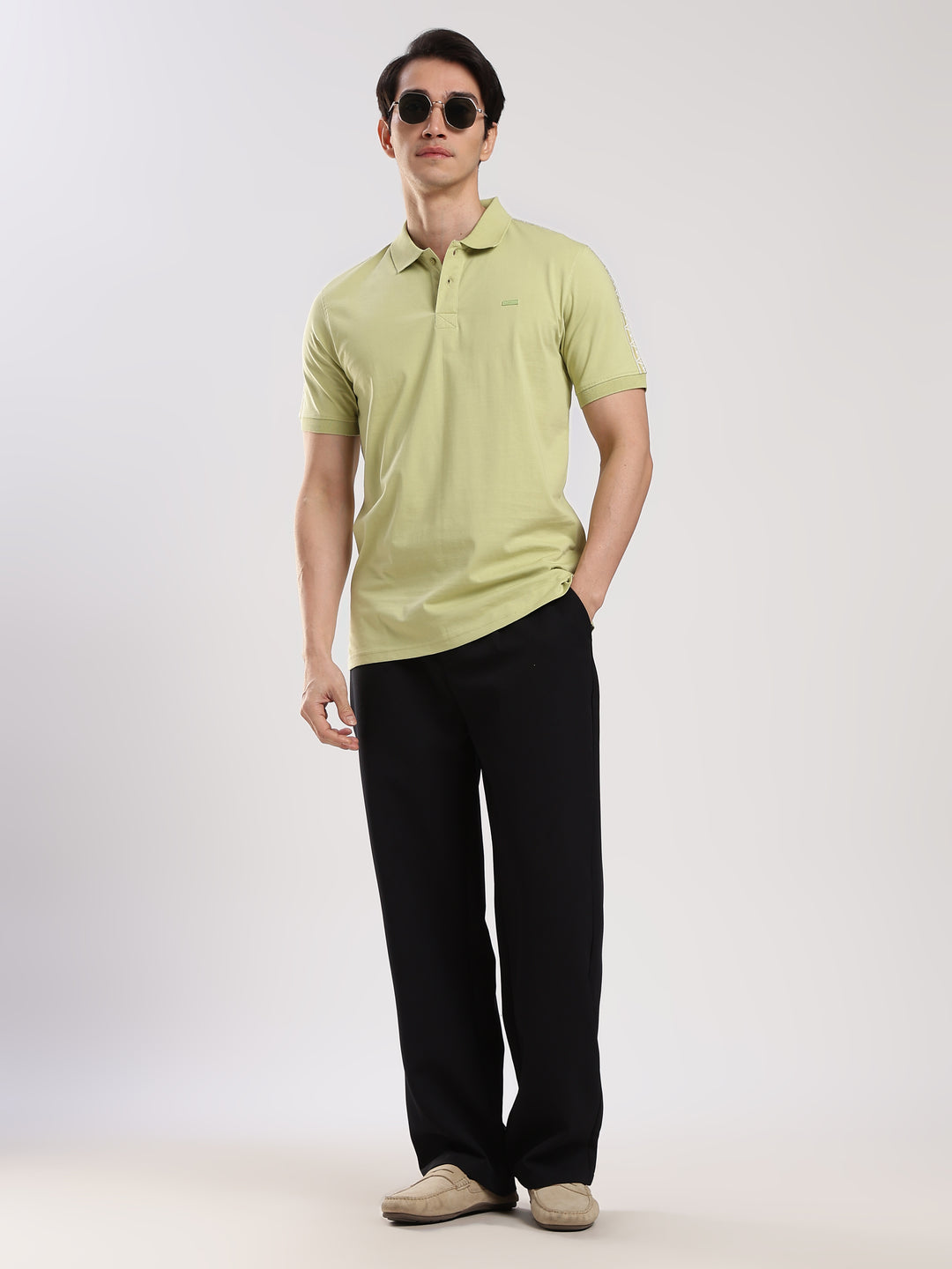 Pastel Green Solid  Half Sleeve Polo T-Shirt