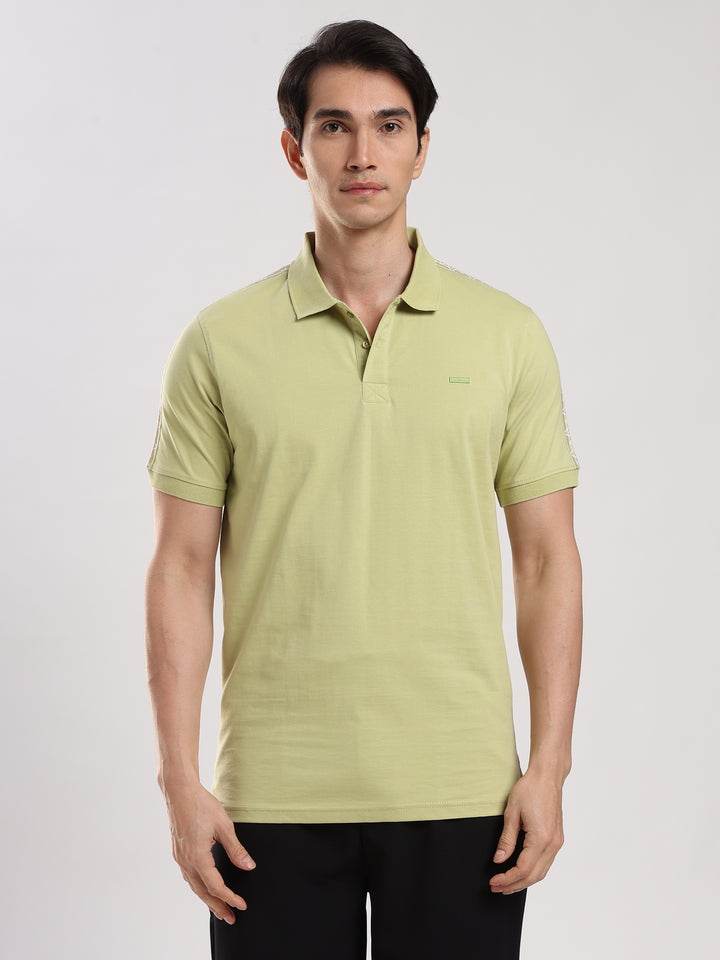 Pastel Green Solid  Half Sleeve Polo T-Shirt