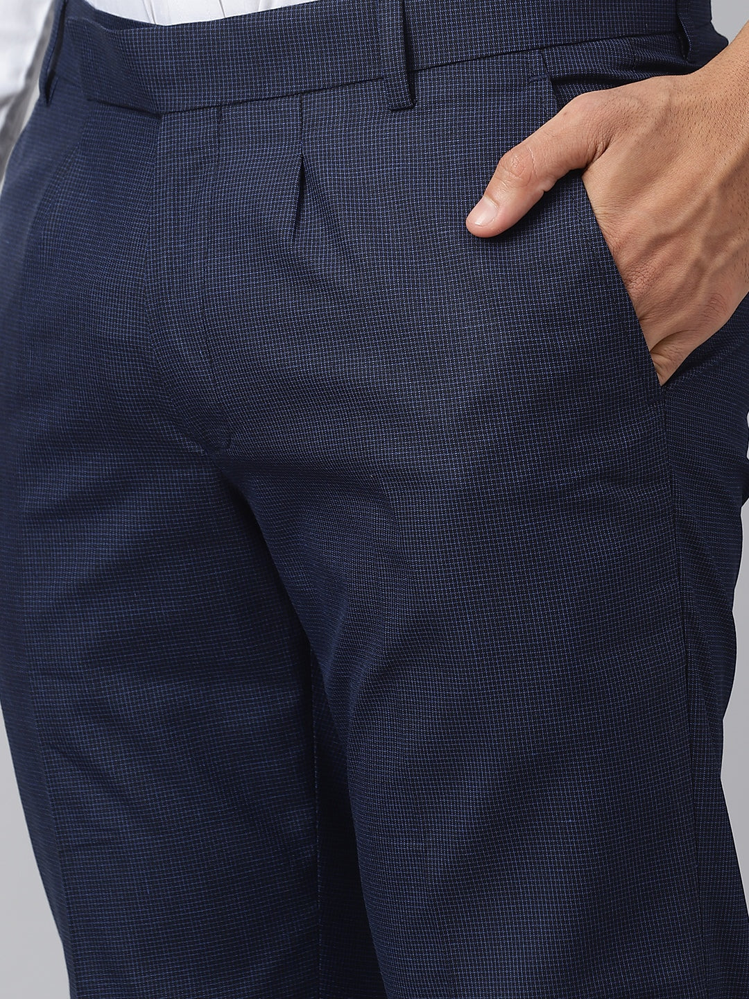 Navy Base Royal Micro Check Trouser Trouser
