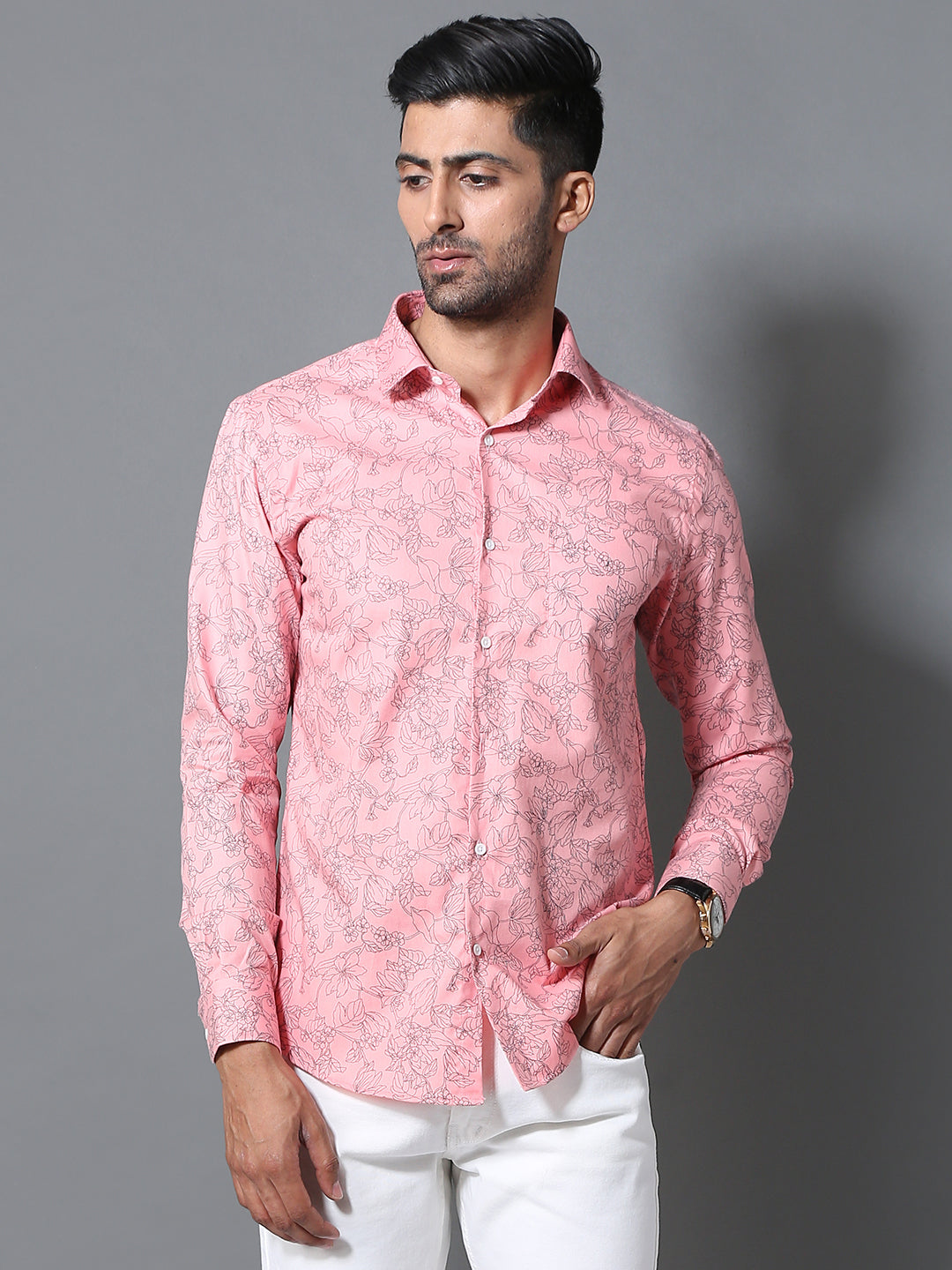 Coral Floral Print Shirt Shirt