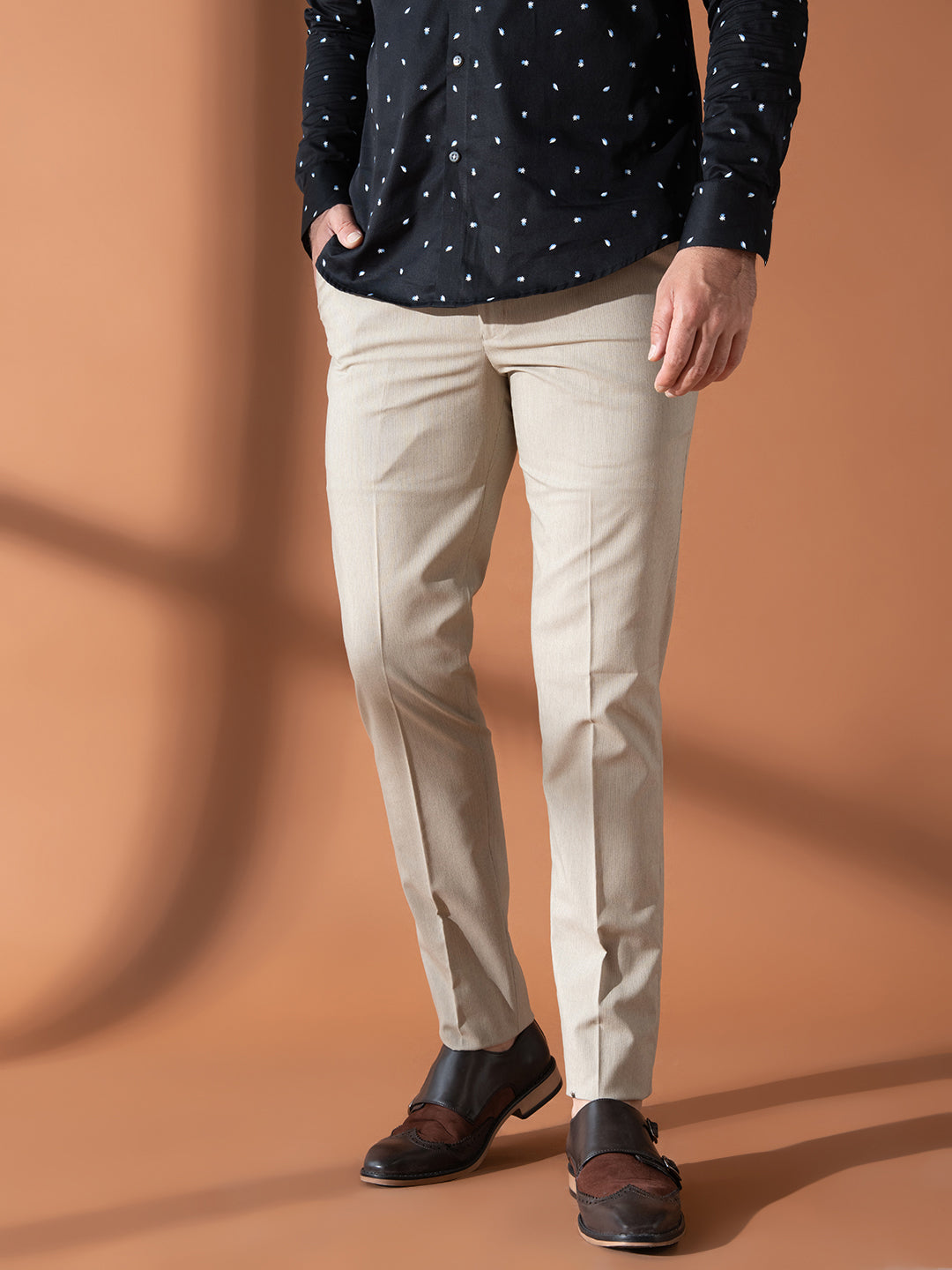 Buy Men Charcoal Grey Slim Fit Houndstooth Pattern Formal Trousers online   Looksgudin