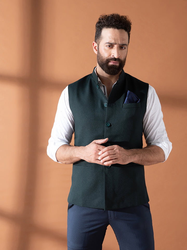 Gentlemen In Green Nehru Jacket