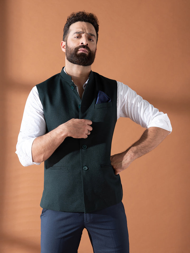 Gentlemen In Green Nehru Jacket