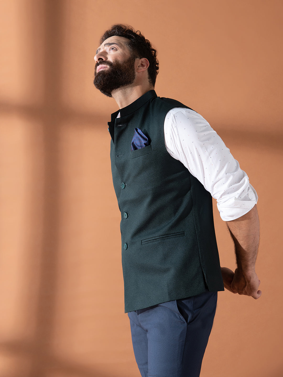 Gentlemen In Green Nehru Jacket