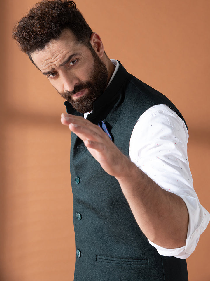 Gentlemen In Green Nehru Jacket