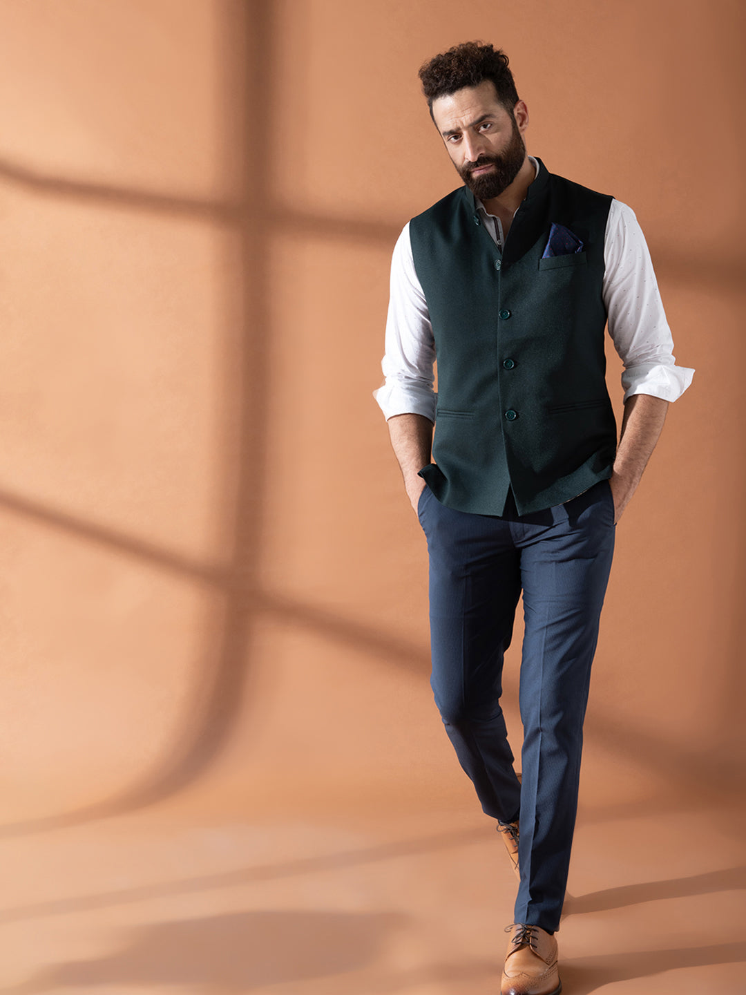 Gentlemen In Green Nehru Jacket