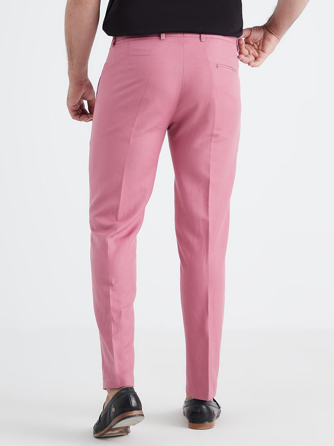 K & P Men`s Casual Slim Fit Ankle Length Pink Trouser Pant