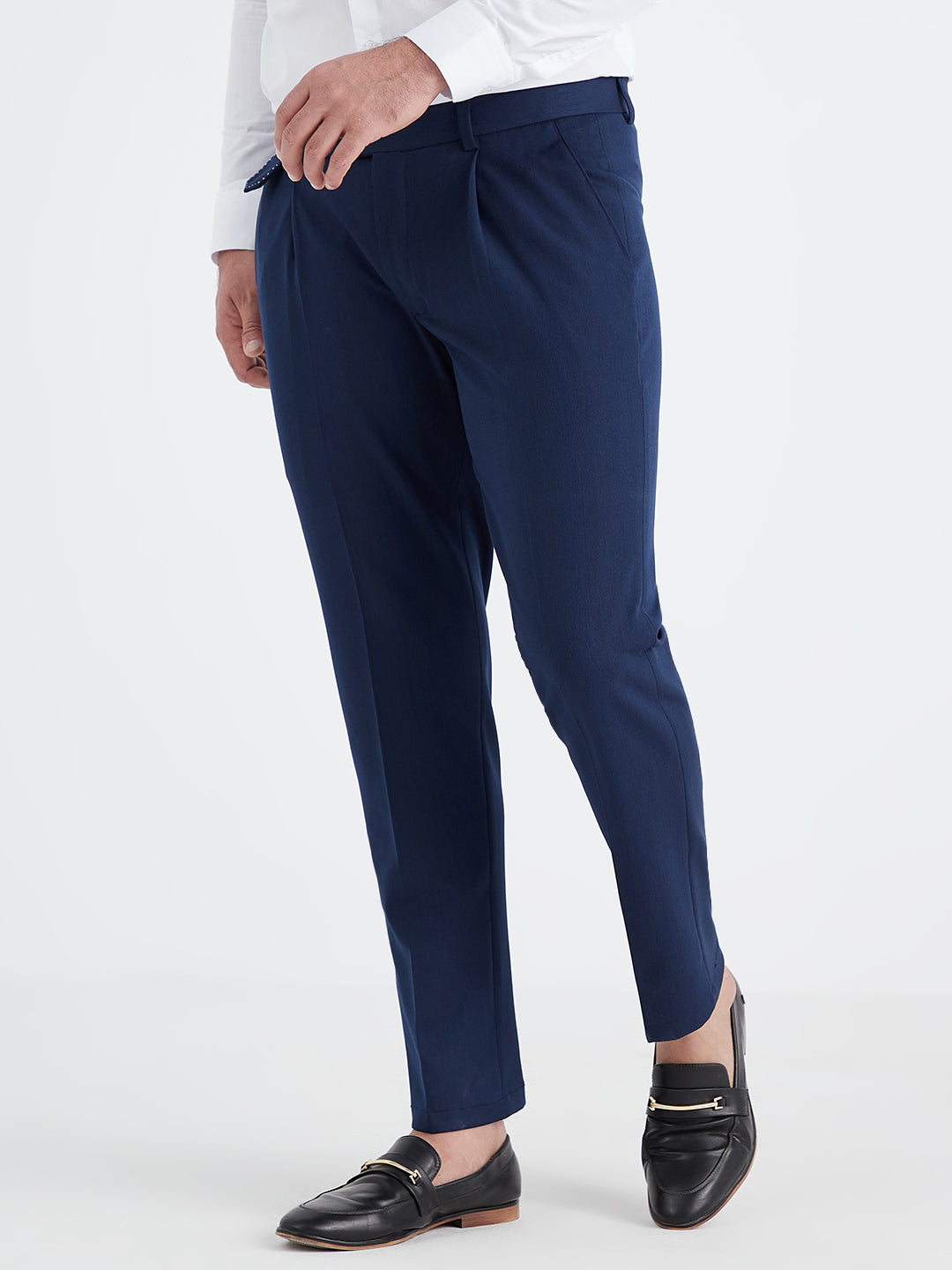 Navy Blue Stretchable Cotton Slender Fit Trousers – Stagbeetle